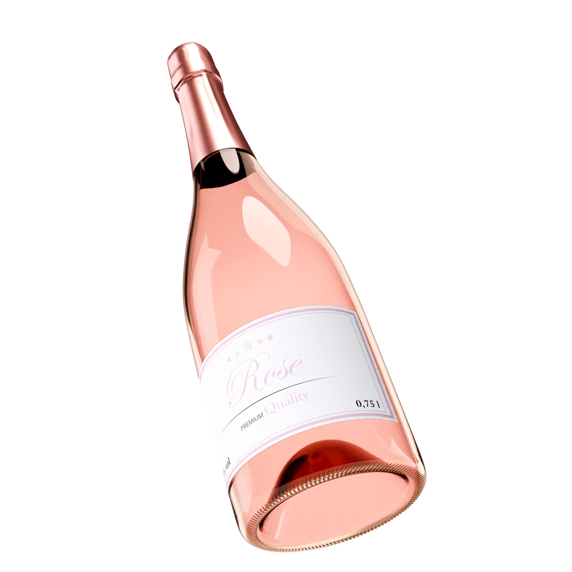 Rose Champagne bottle  3D model_2