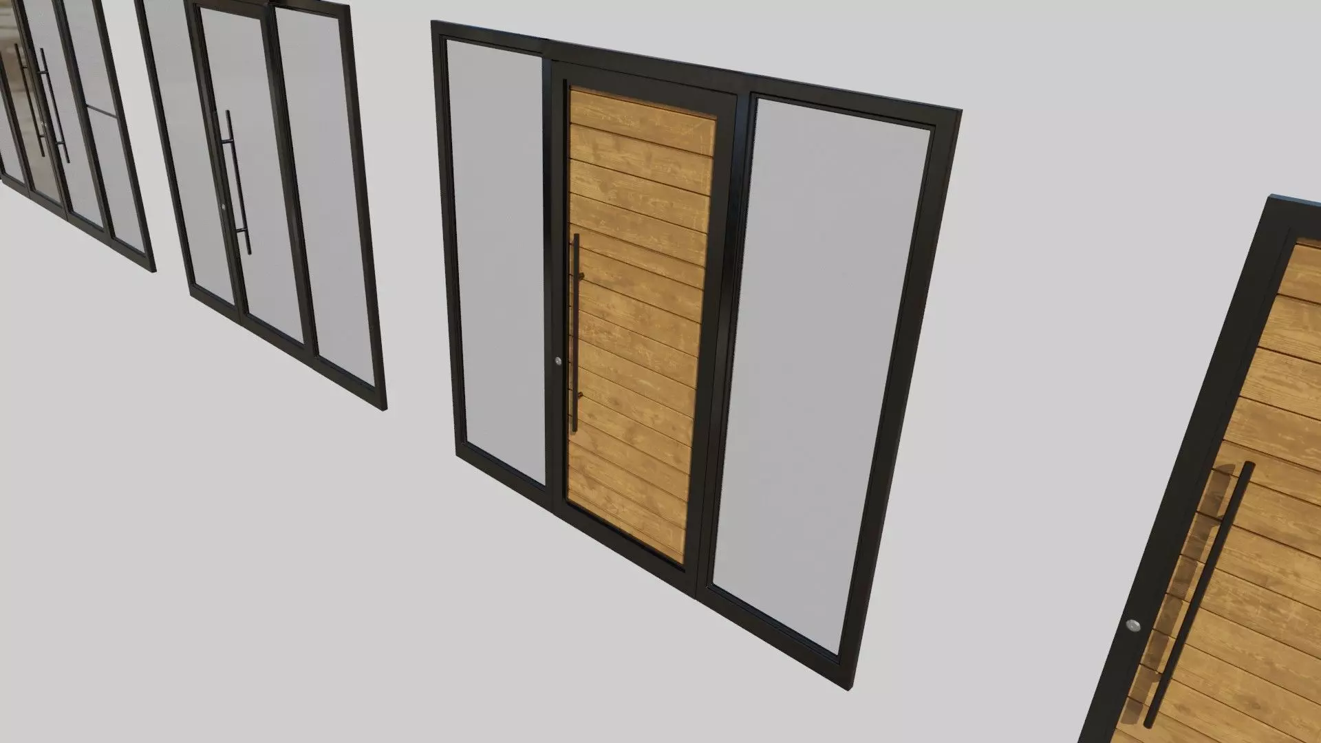 aluminum glass door collection Low-poly 3D model