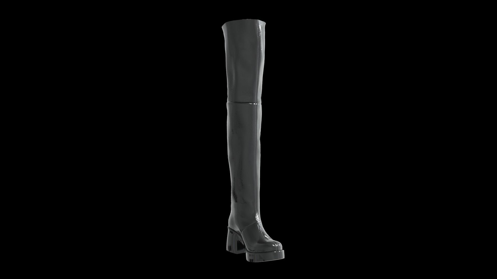 Black high boot for women Low-poly 3D model_5