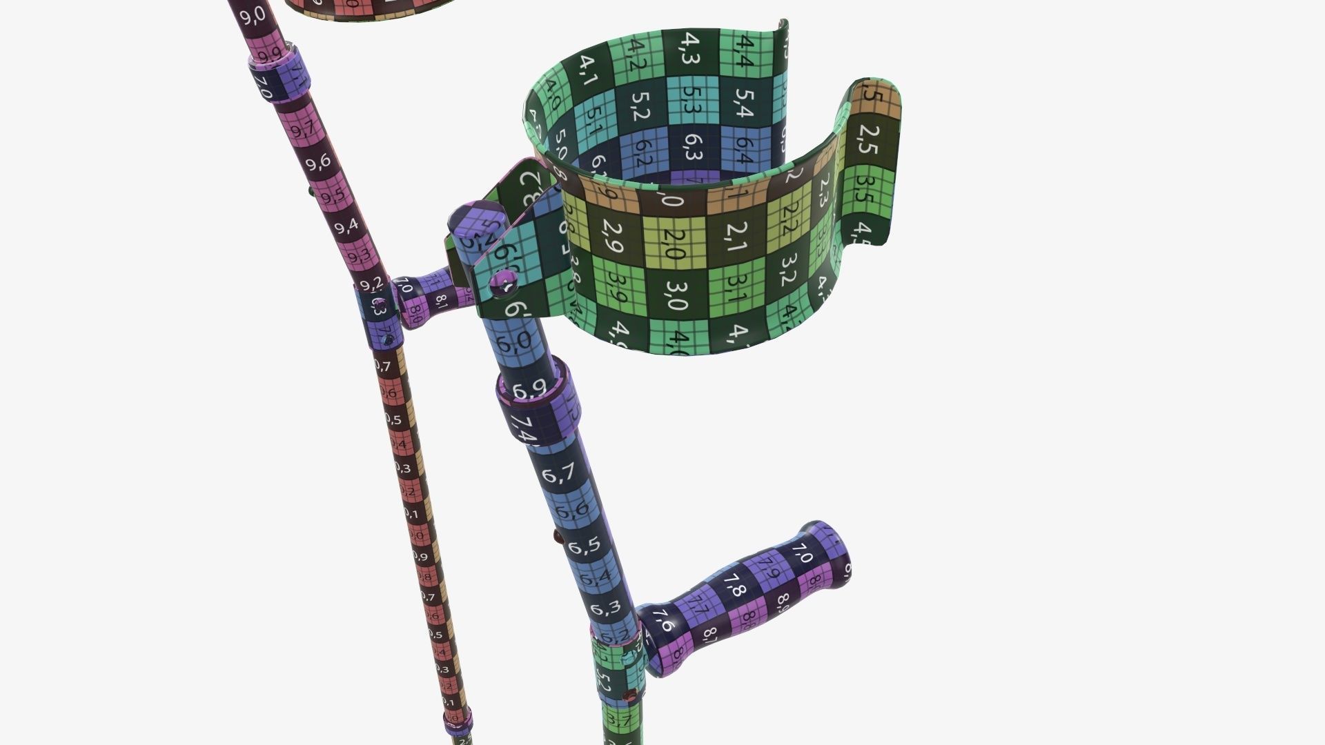 Forearm lightweight walking crutches 3D model_13