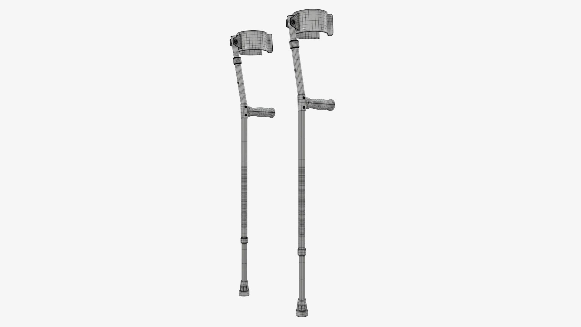 Forearm lightweight walking crutches 3D model_7