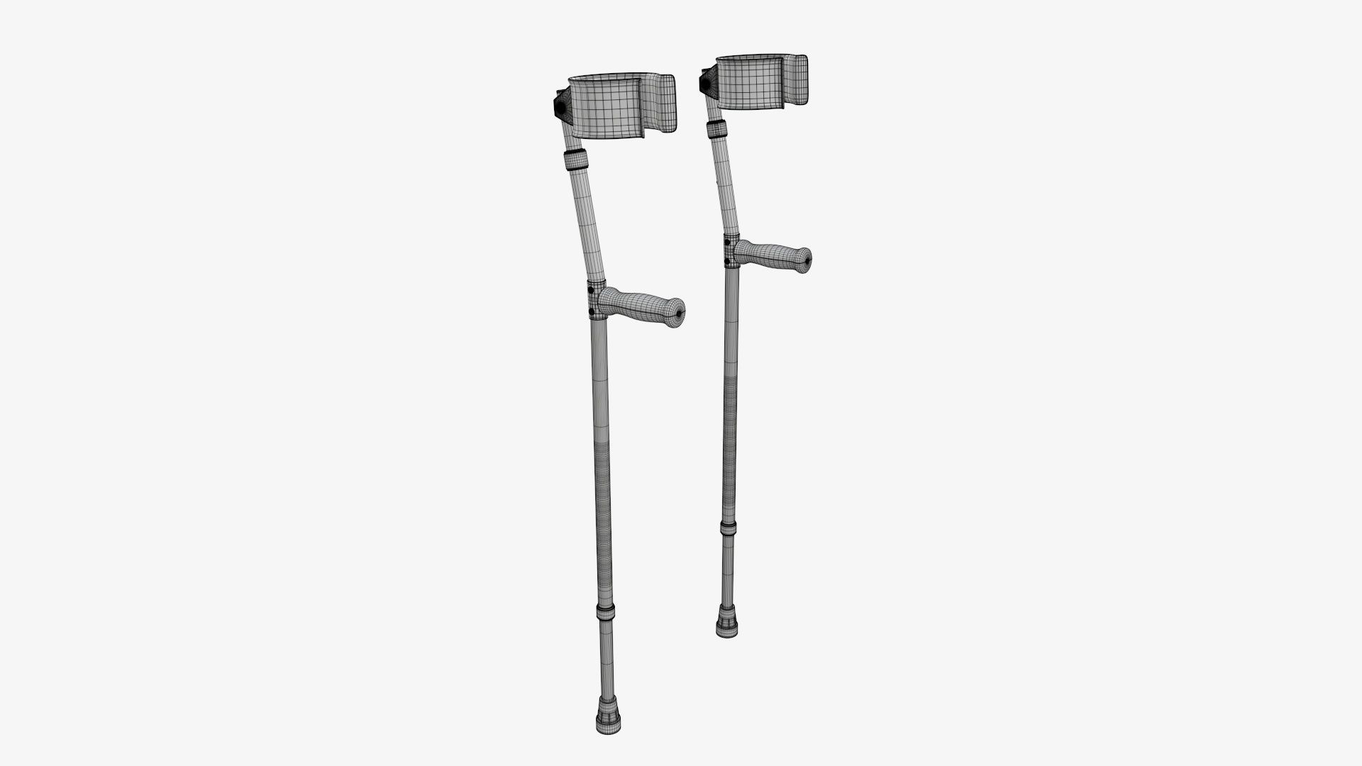 Forearm lightweight walking crutches 3D model_5