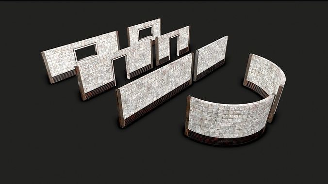Modular Walls Low-poly 3D model
