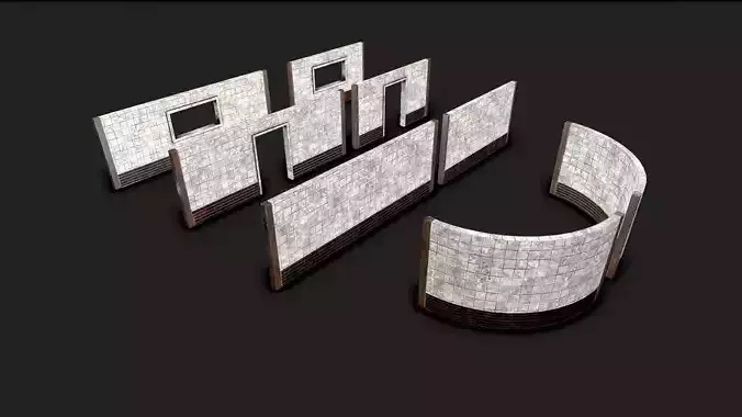 Modular Walls Low-poly 3D model