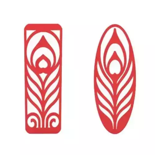 Bookmarks peacock feather cutouts