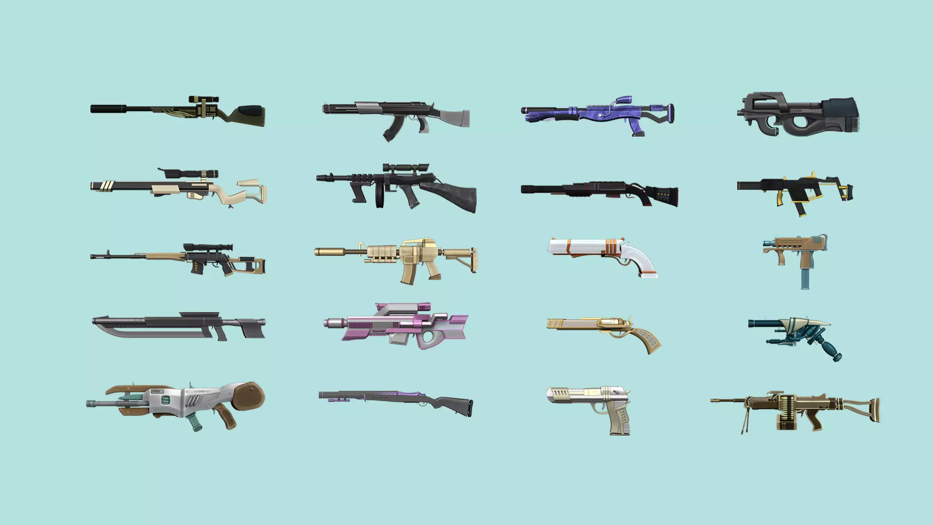 20 Sci-Fi Guns - Weaponry - Rifles Sniper Assault Submachine 3D Model Collection_0