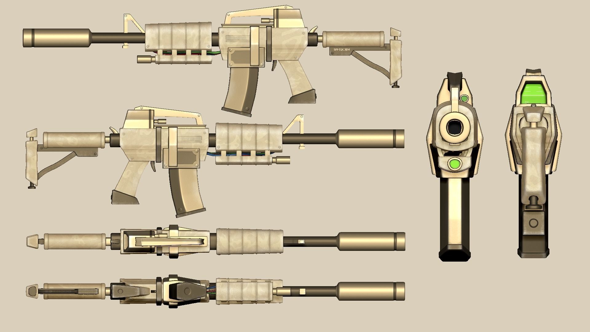 20 Sci-Fi Guns - Weaponry - Rifles Sniper Assault Submachine 3D Model Collection_90