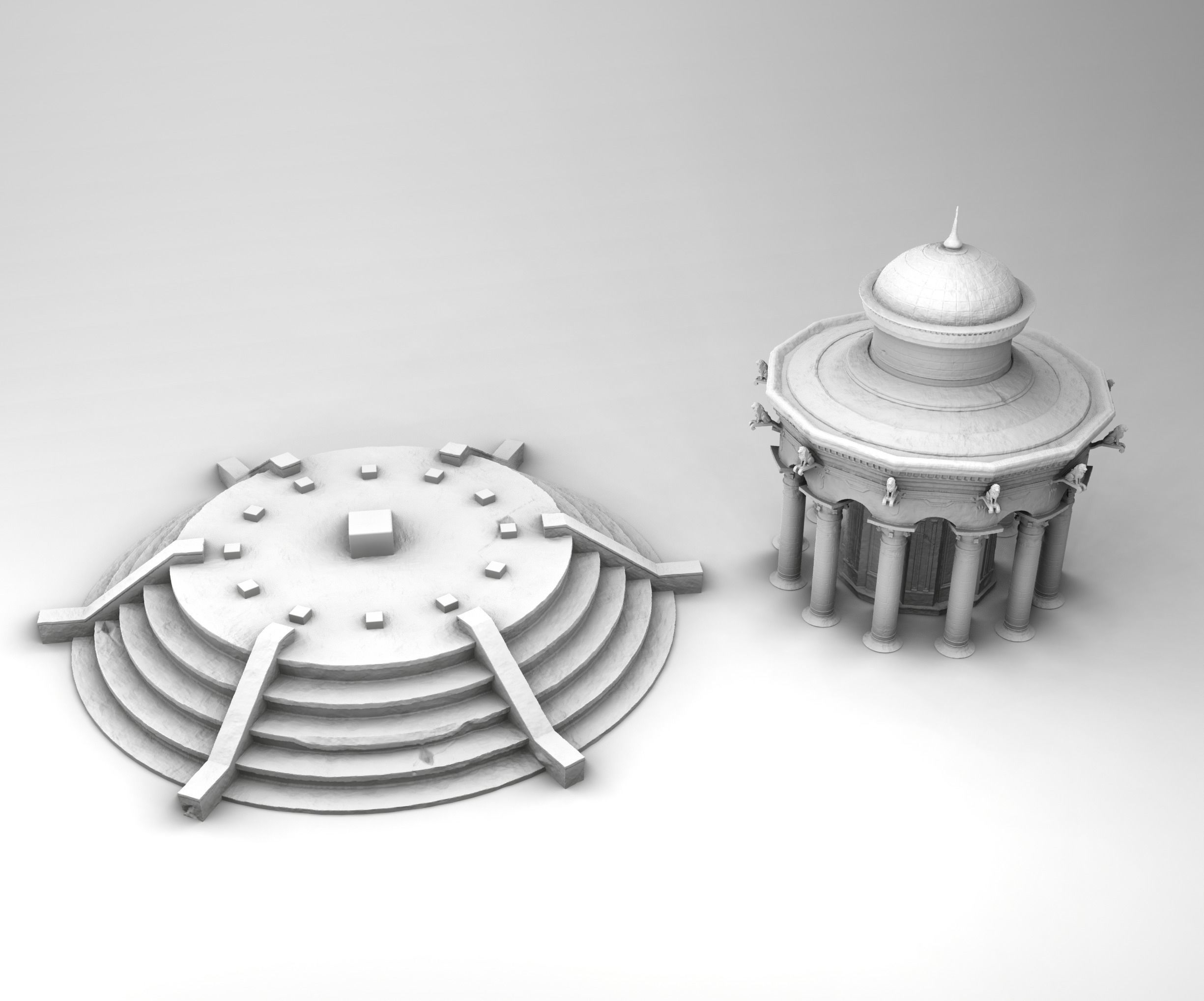 Greek round gazebo 3D print model_1