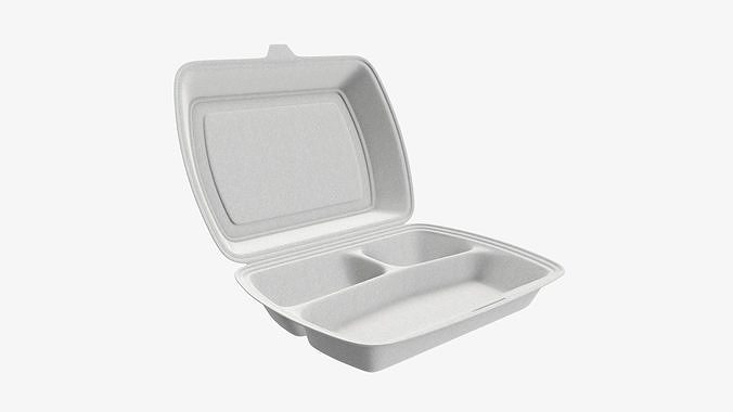 Take away lunch polystyrene box 02 3D model