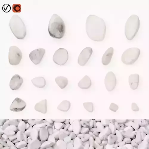White marble pebbles 23 - 67mm
