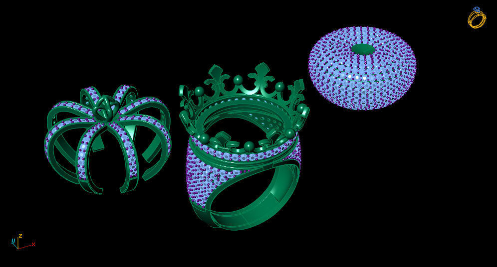 Elizabeth crown ring Silver Gold  Print 3D print model_12