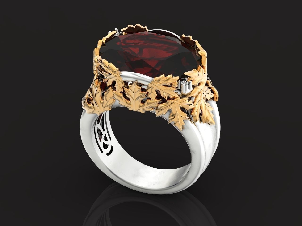canadian ring with maple leaf 1261 3D print model_36
