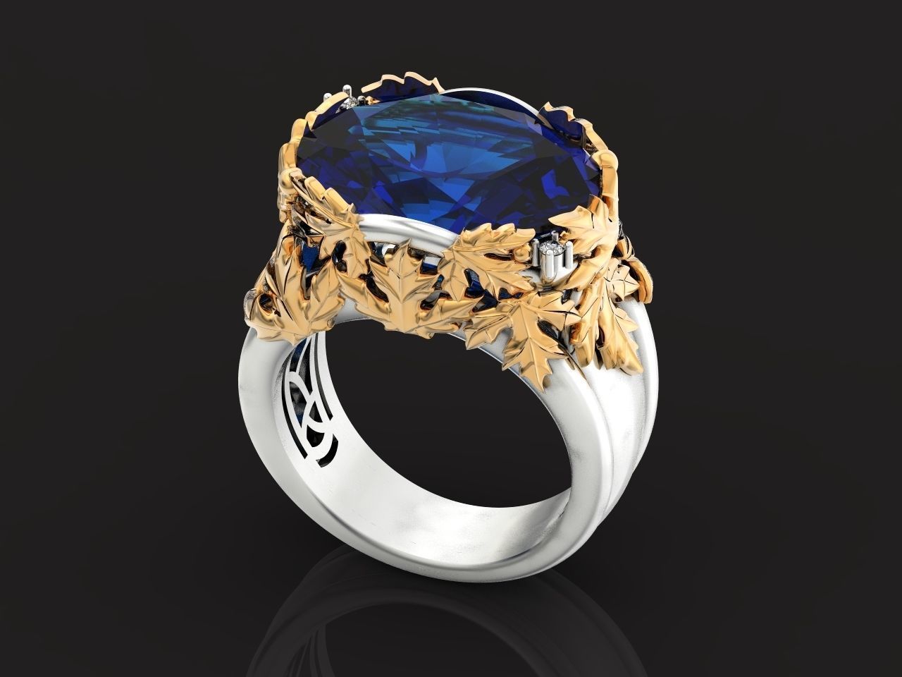 canadian ring with maple leaf 1261 3D print model_2