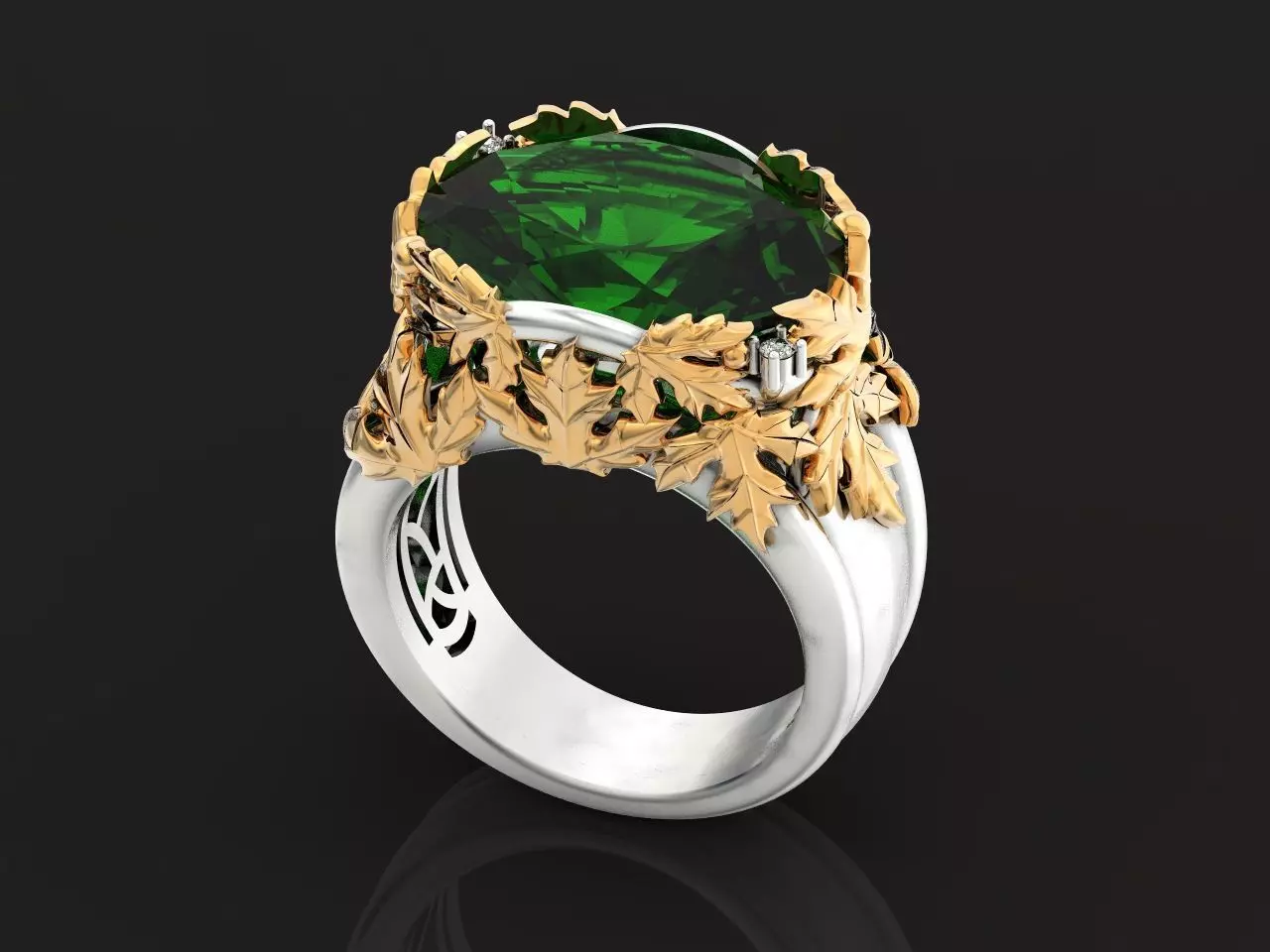 canadian ring with maple leaf 1261 3D print model_0