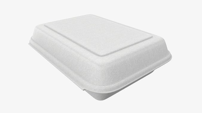 Take away lunch polystyrene box 03 closed 3D model 2