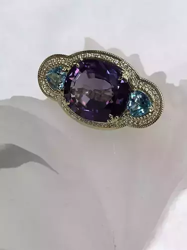 ring for heartshape topazes and cushion  3D print model