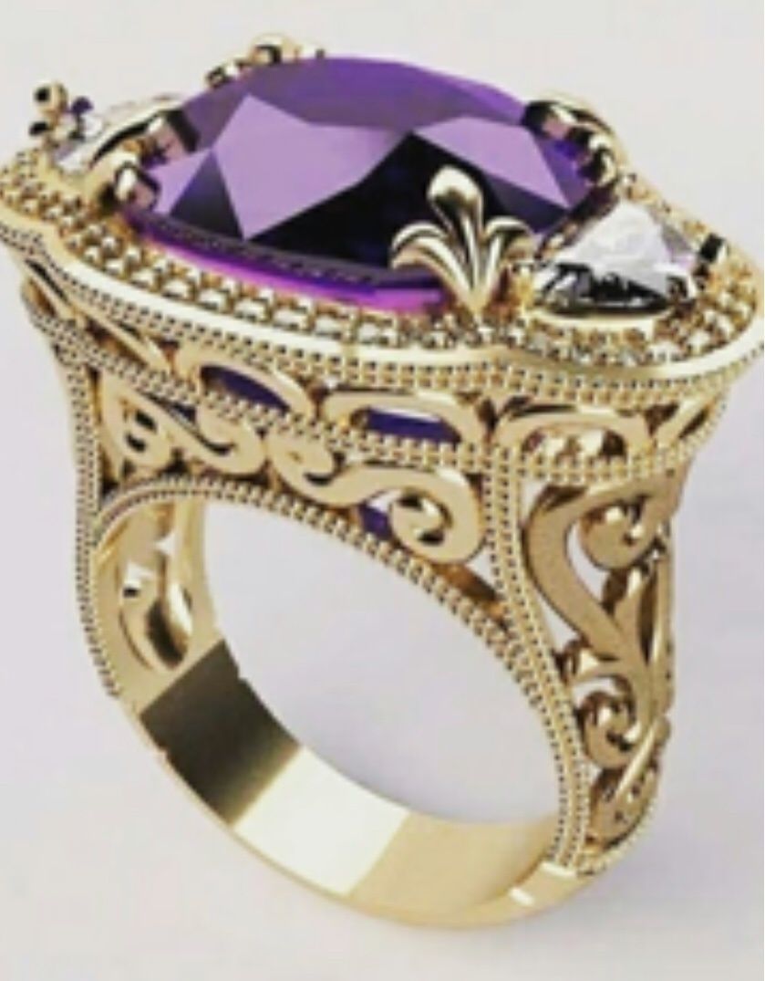 ring for heartshape topazes and cushion  3D print model_2