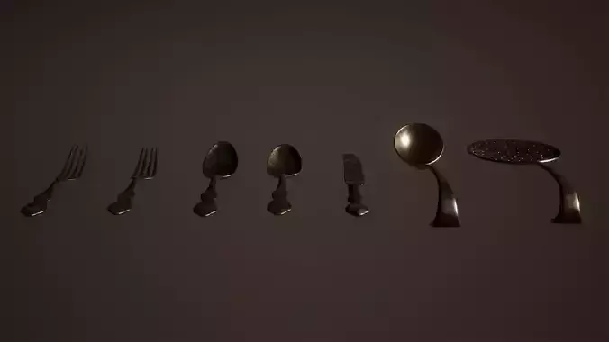 Silver Set Game Ready of forks and spoons