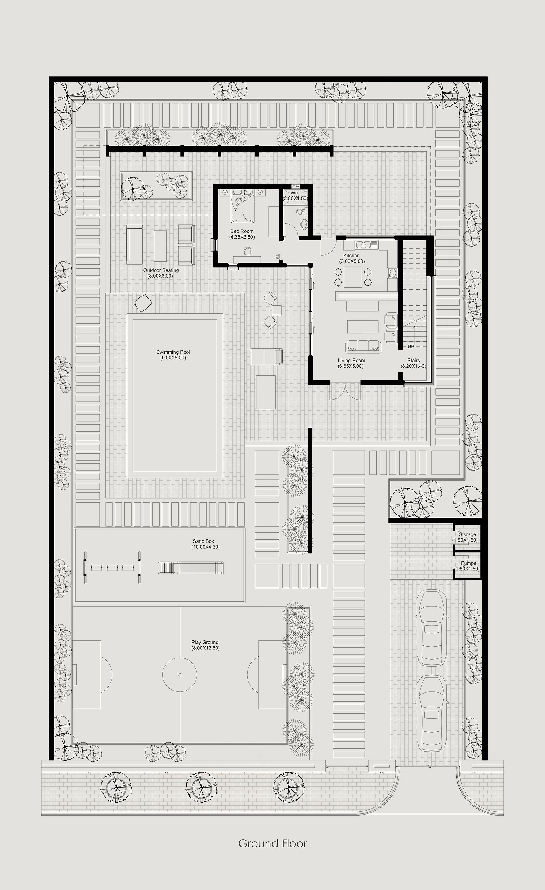 Modern villa 2 Low-poly 3D model_11
