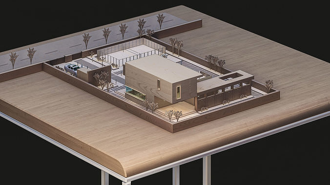 Modern villa 2 Low-poly 3D model 7