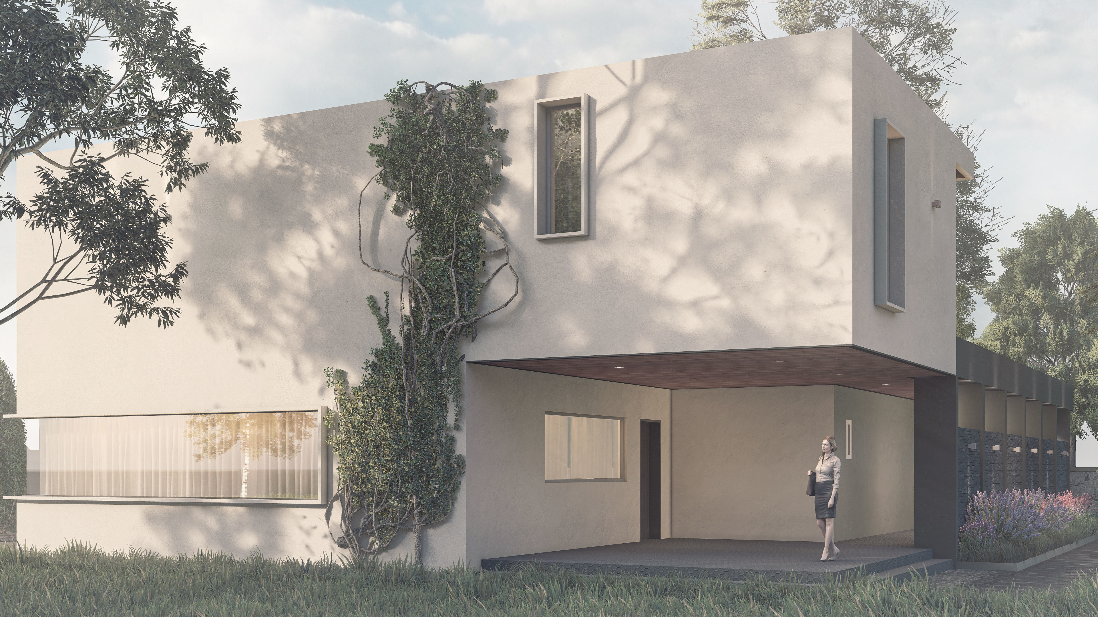 Modern villa 2 Low-poly 3D model_3