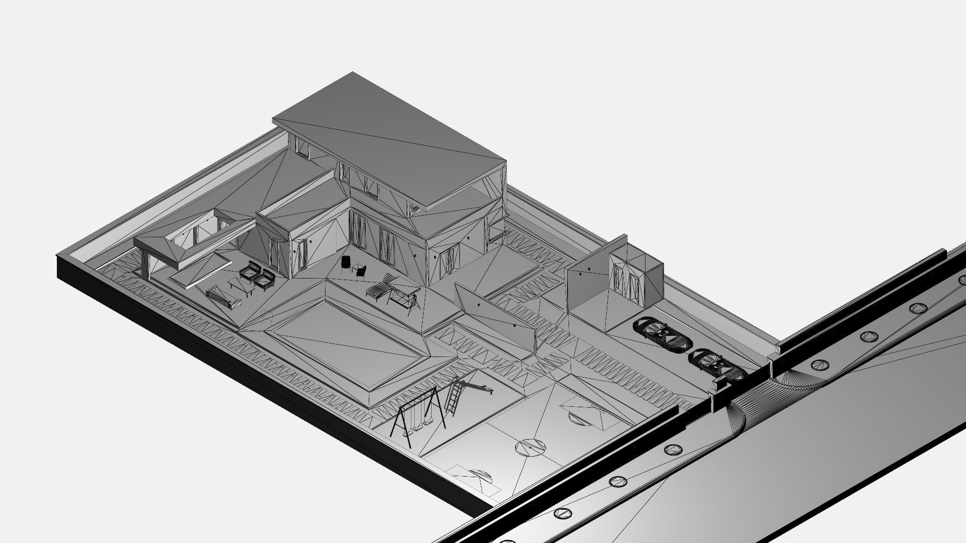 Modern villa 2 Low-poly 3D model_17