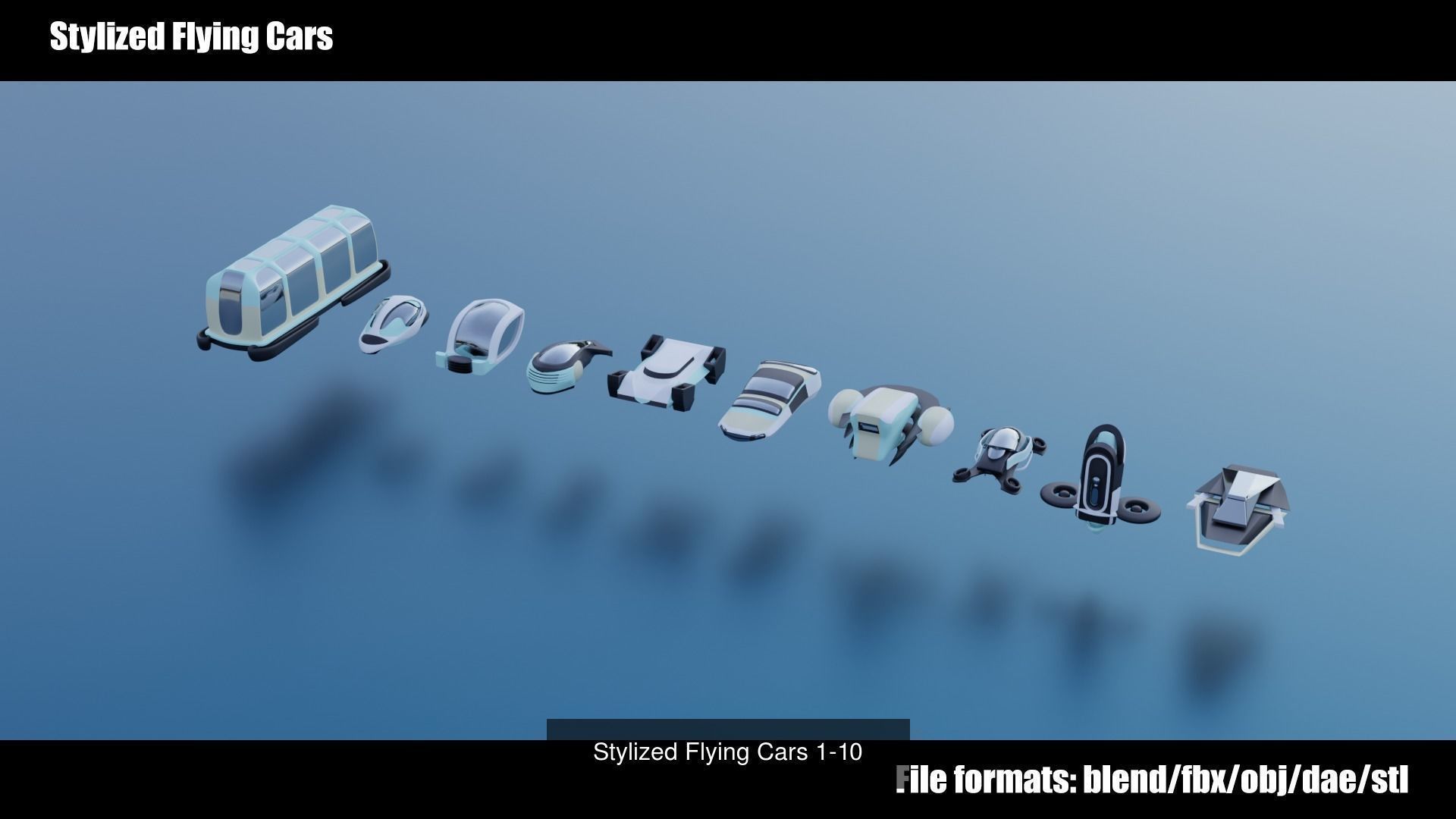 Futuristic Roads Plus Flying Cars 3D Model Collection_1