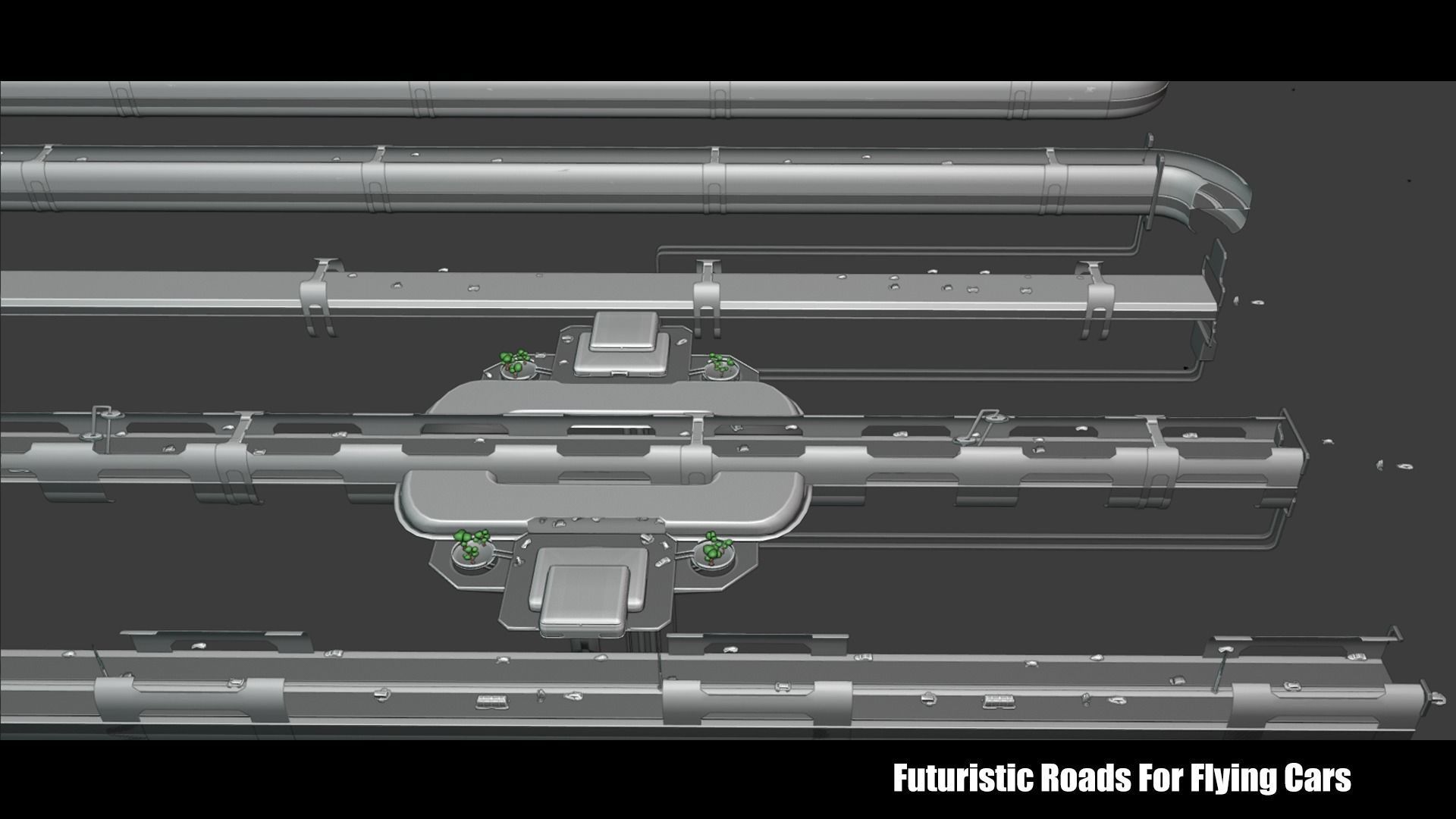 Futuristic Roads Plus Flying Cars 3D Model Collection_7