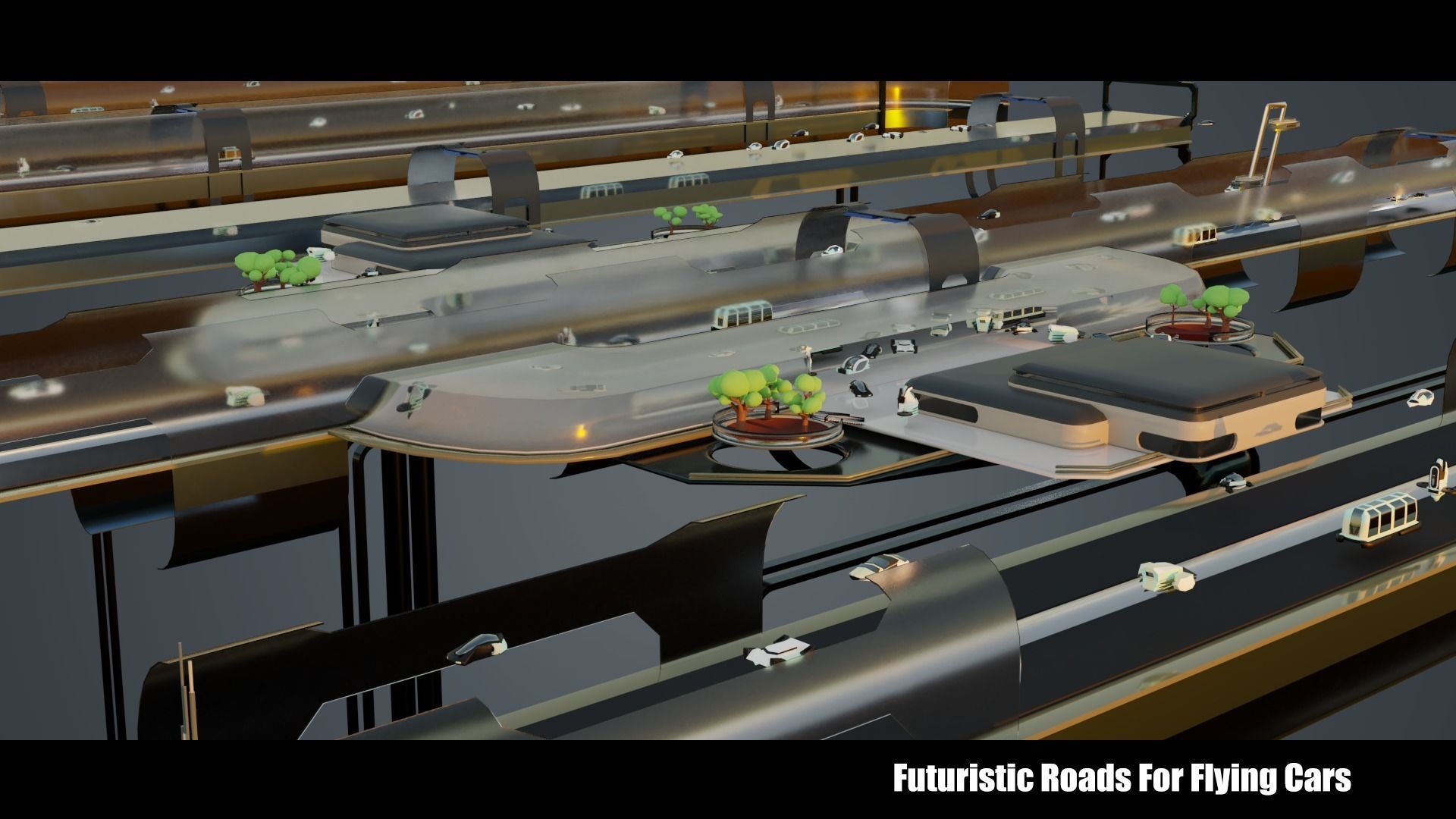 Futuristic Roads Plus Flying Cars 3D Model Collection_17