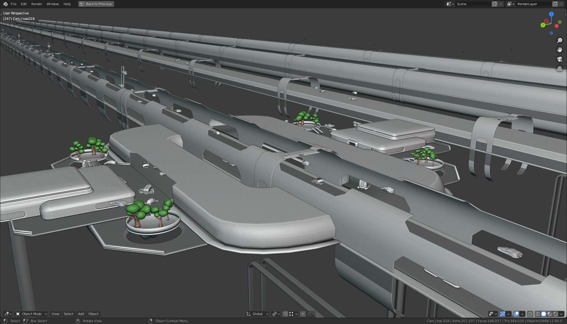 Futuristic Roads Plus Flying Cars 3D Model Collection_20