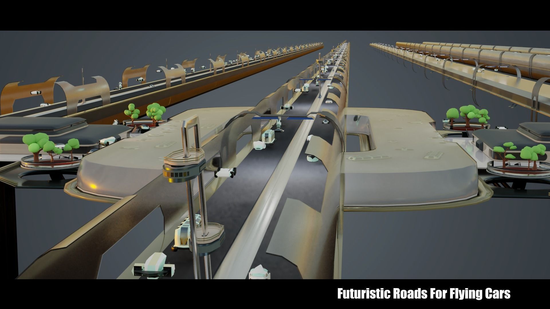 Futuristic Roads Plus Flying Cars 3D Model Collection_18
