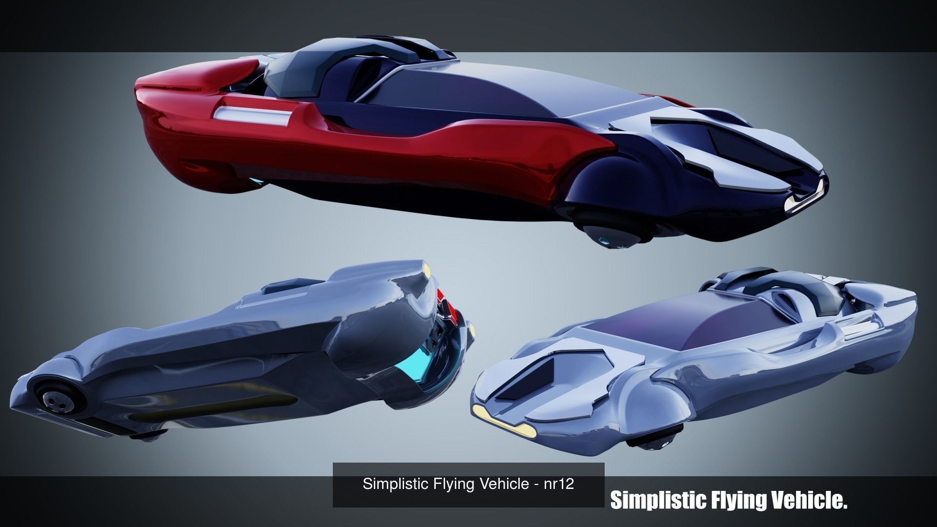 Futuristic Roads Plus Flying Cars 3D Model Collection_3
