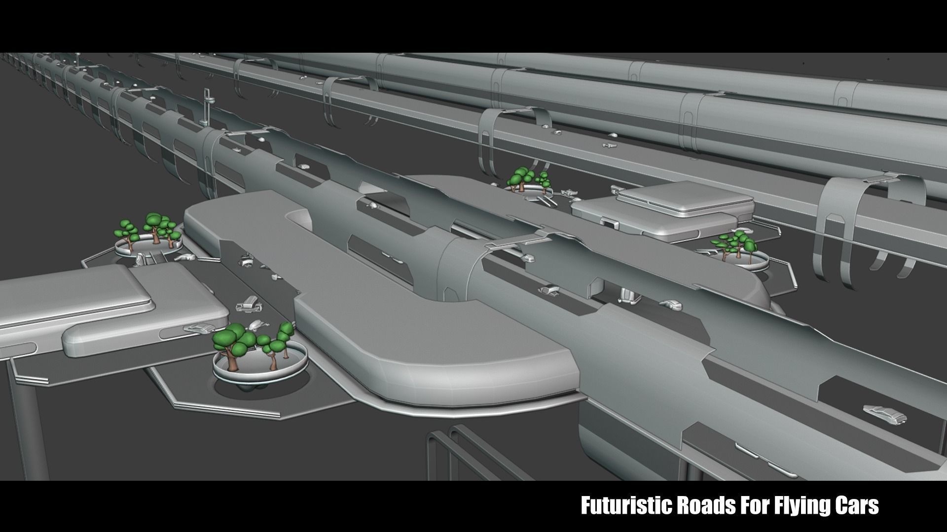 Futuristic Roads Plus Flying Cars 3D Model Collection_15