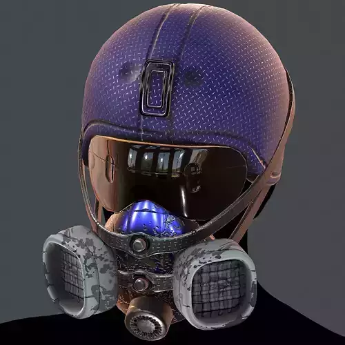 Gas mask helmet 3d model scifi Low-poly 