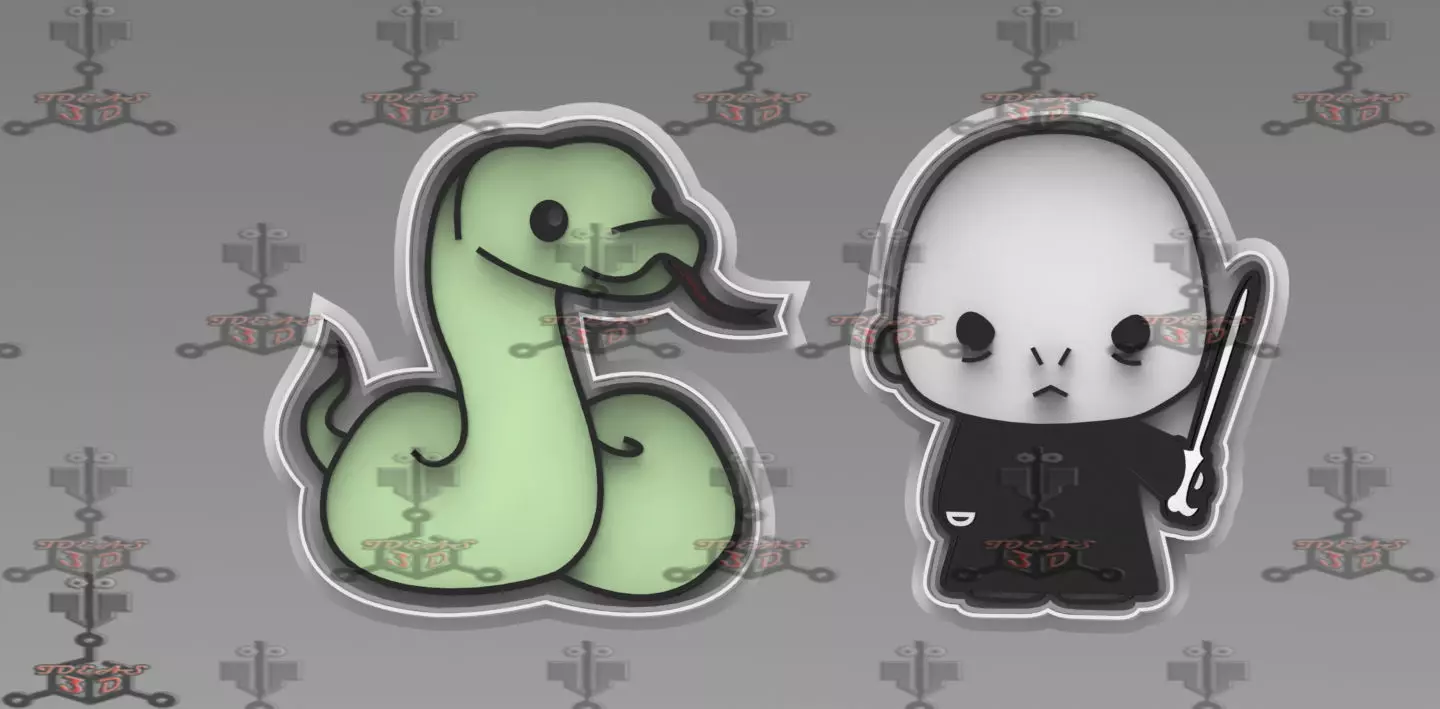 cookie cutter Nagini and Voldemort 3D print model_0