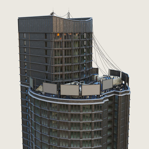 Building Skyscraper City Town Downtown Office Space Work Street Low-poly 3D model
