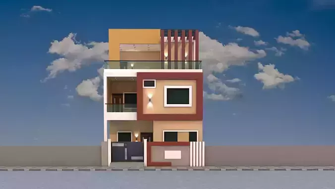 Modaling Of 38 x 54 elevation design 3D model