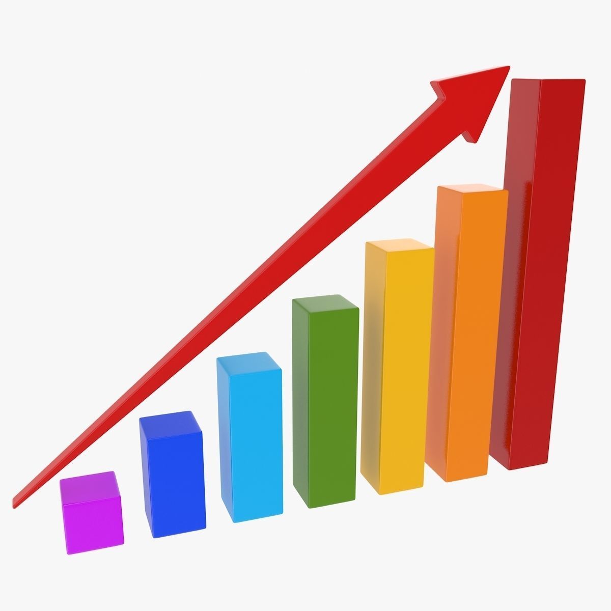 Bar Chart Low-poly 3D model_1