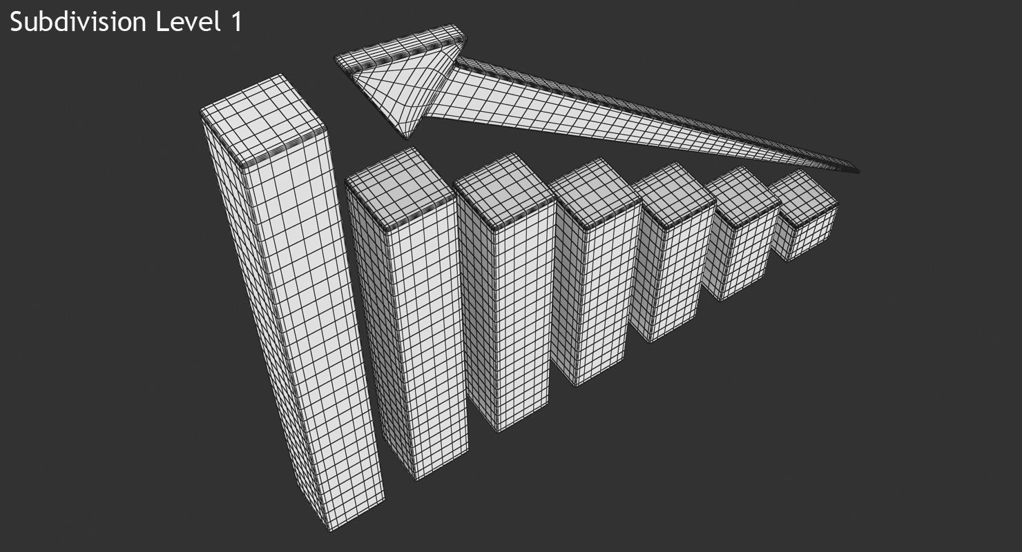 Bar Chart Low-poly 3D model_12