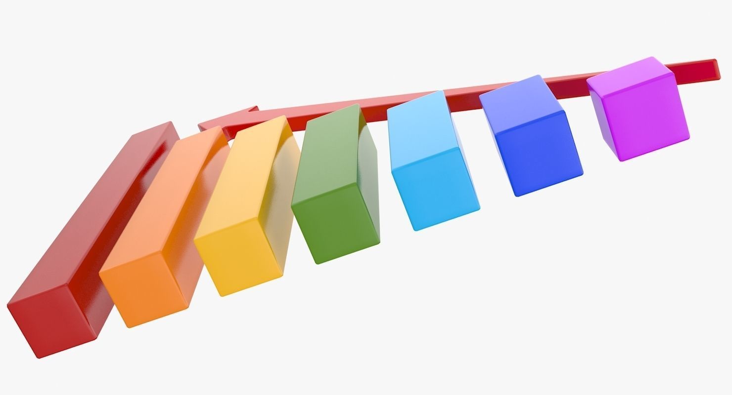 Bar Chart Low-poly 3D model_6