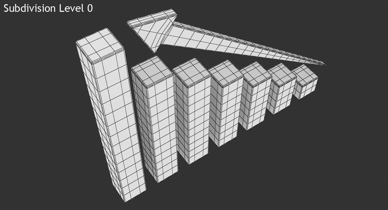 Bar Chart Low-poly 3D model_11