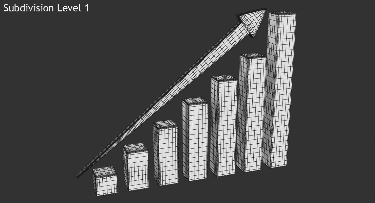 Bar Chart Low-poly 3D model_10