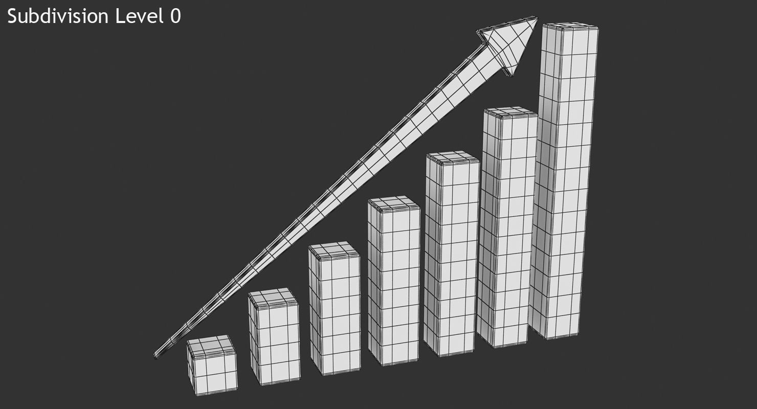 Bar Chart Low-poly 3D model_9
