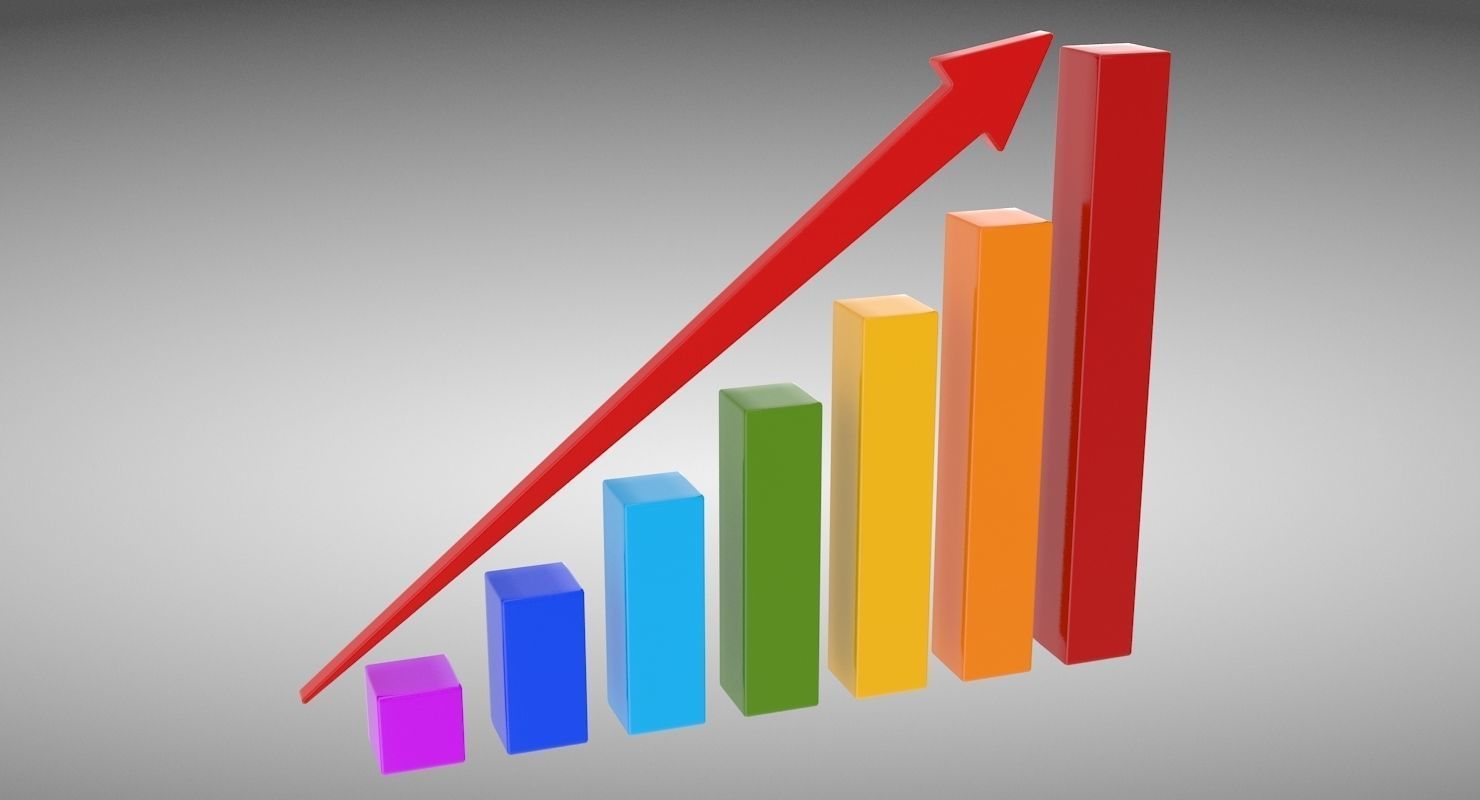 Bar Chart Low-poly 3D model_2