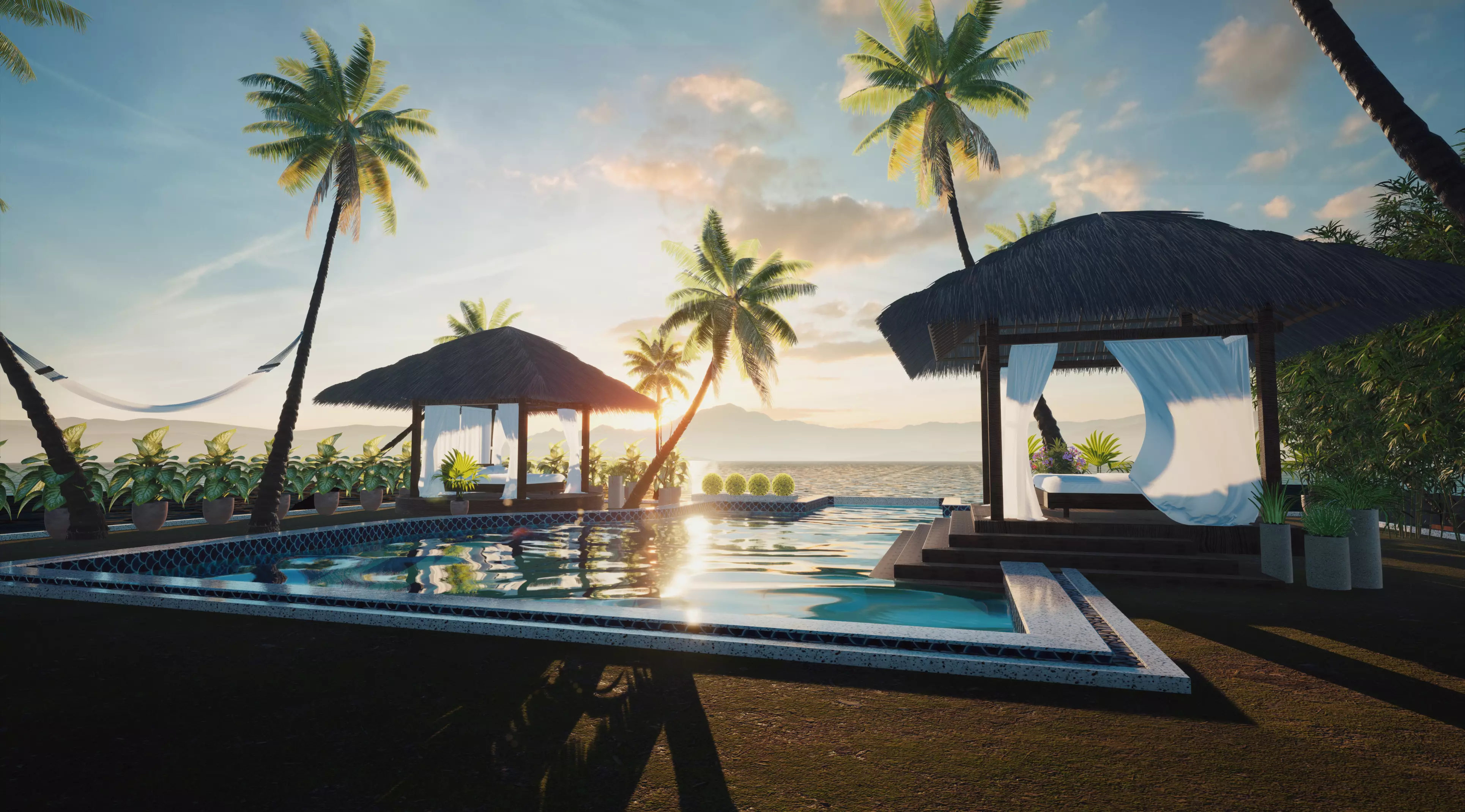 Exterior Beach Resort Scene File  3D model_0