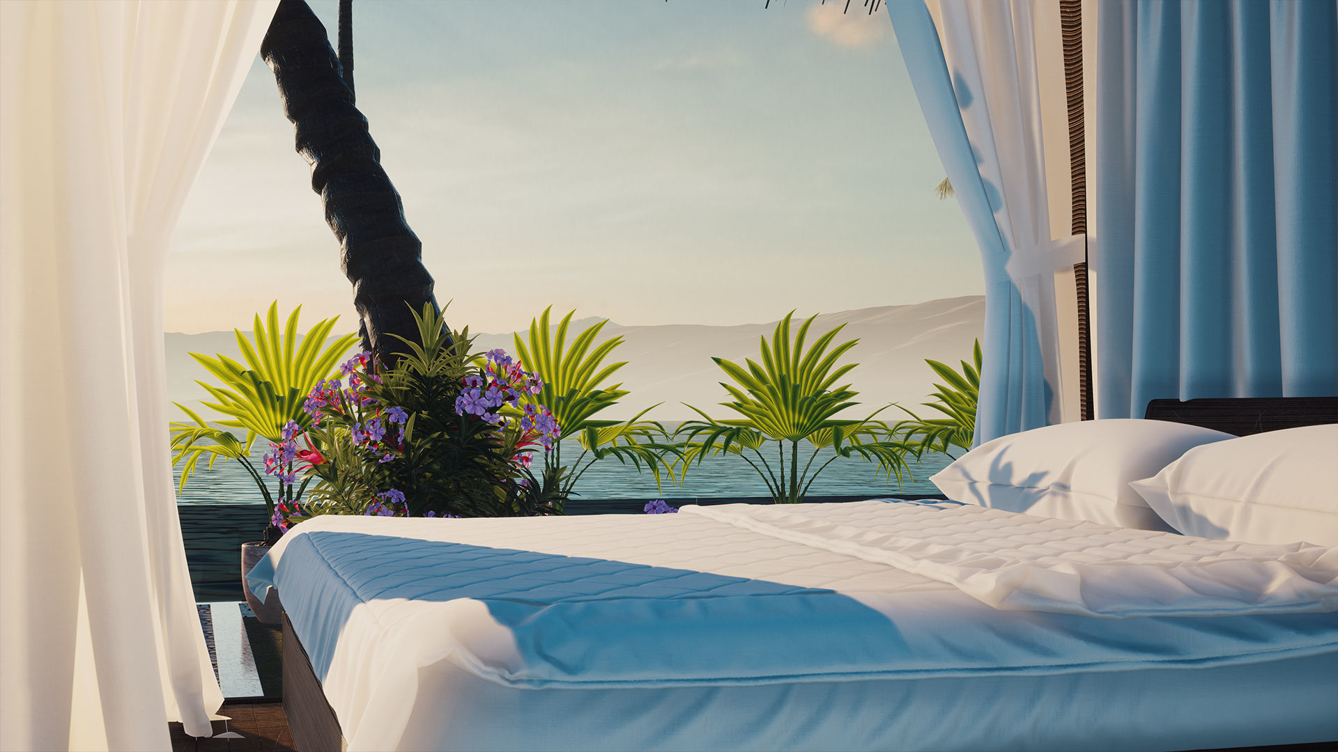 Exterior Beach Resort Scene File  3D model_4