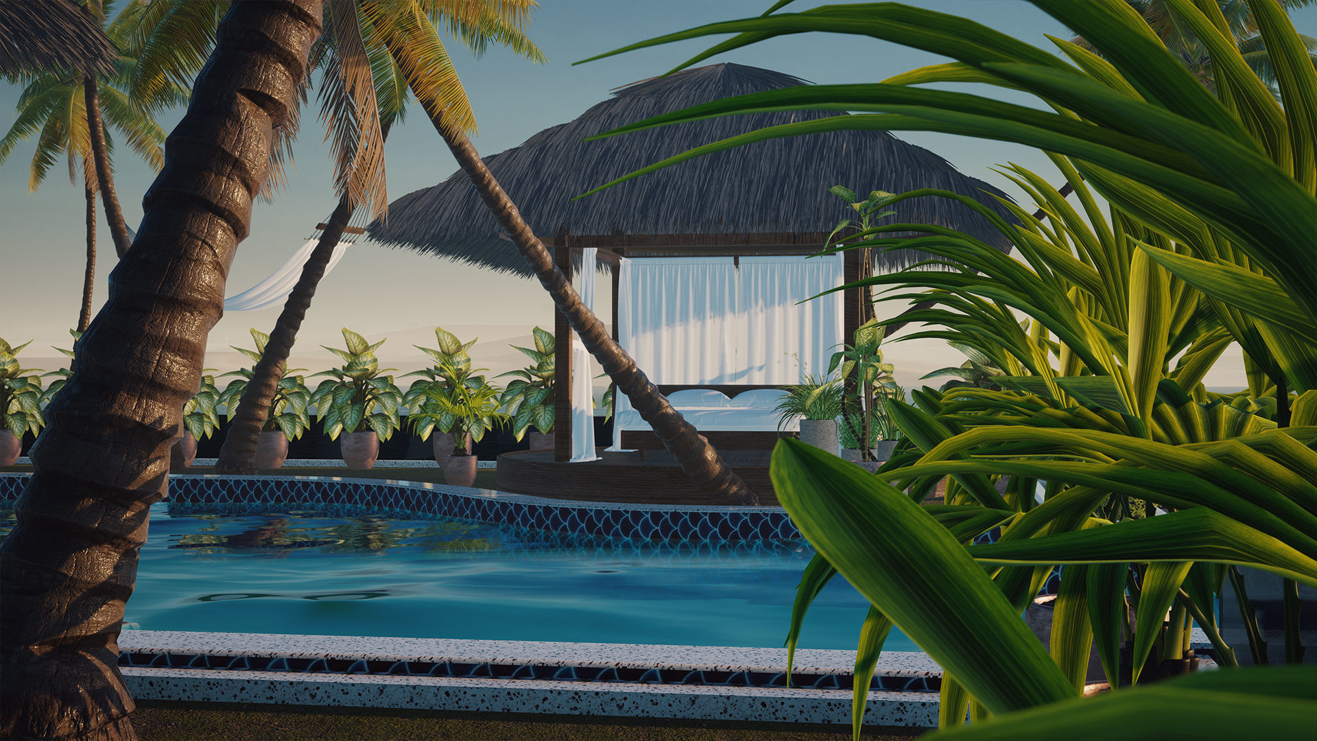 Exterior Beach Resort Scene File  3D model_6