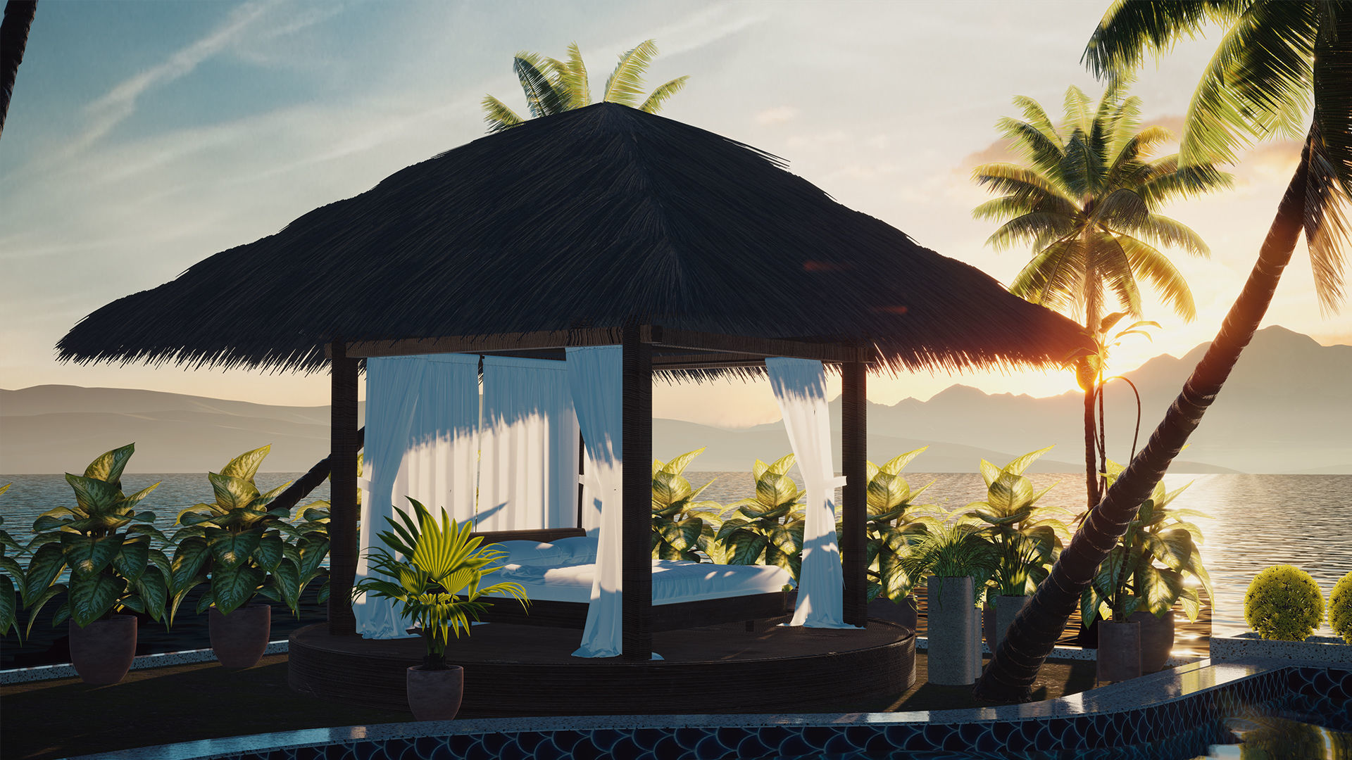 Exterior Beach Resort Scene File  3D model_5