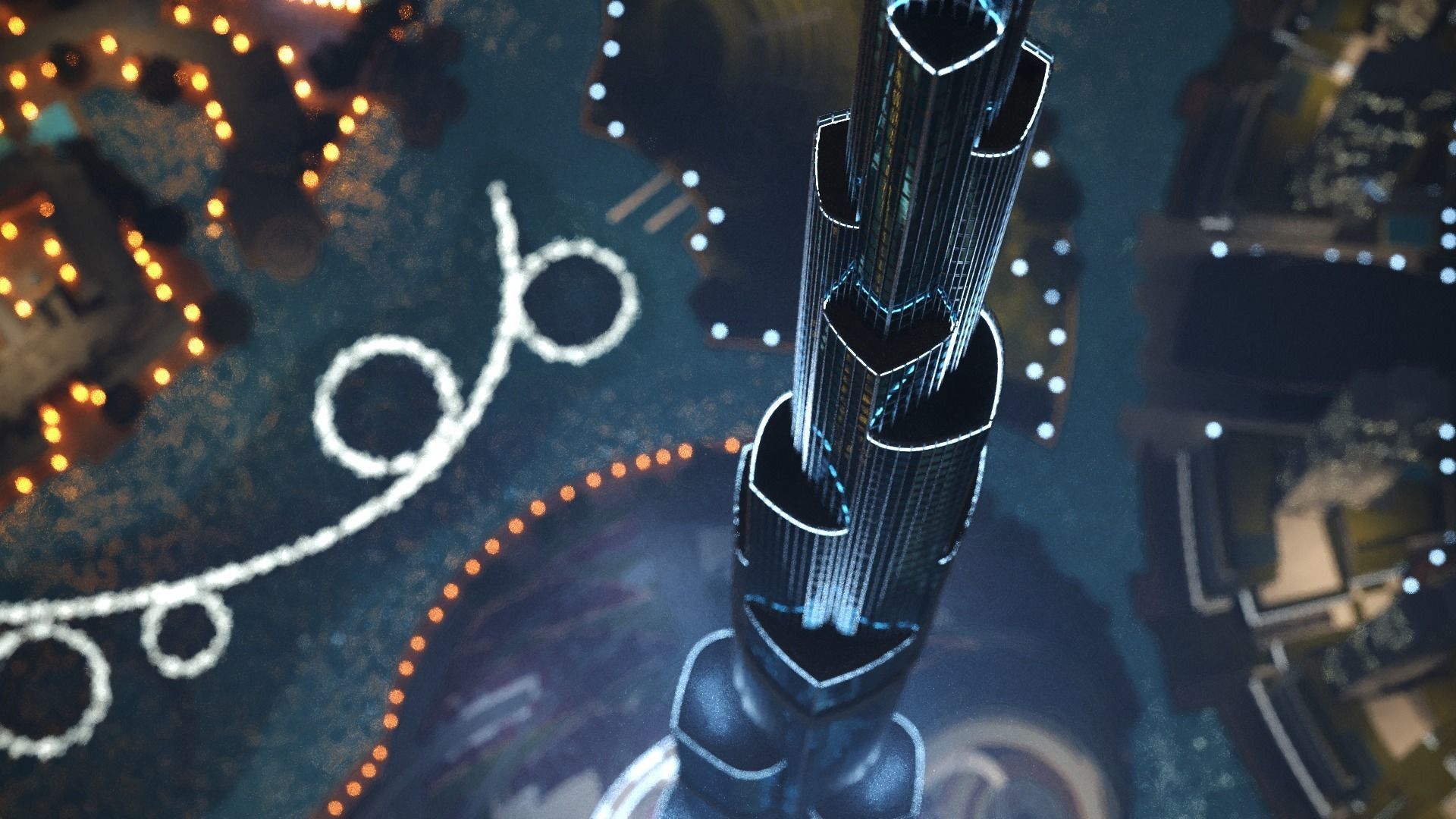 Dubai downtown - detailed with lighting setup 3D model_1