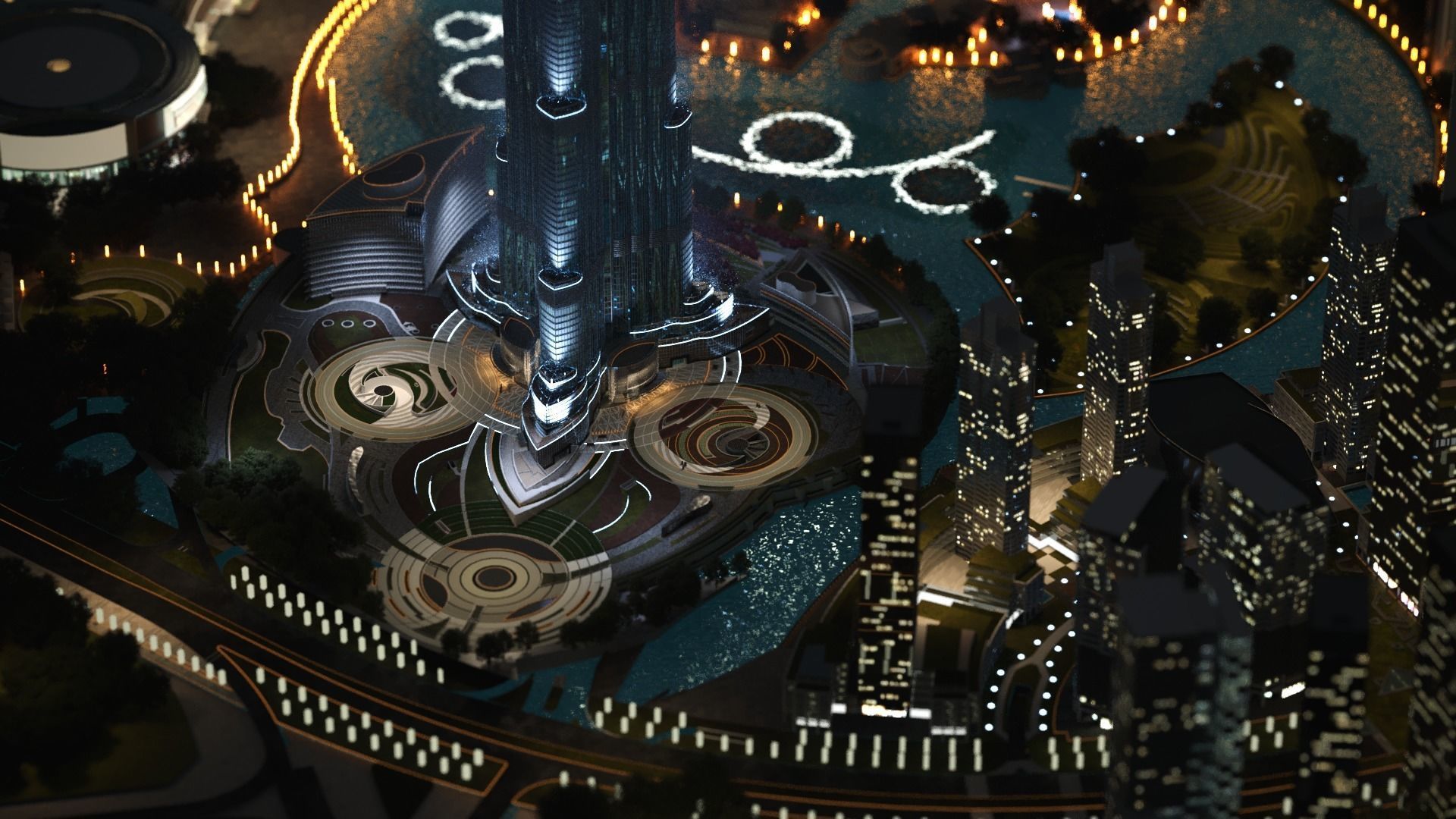 Dubai downtown - detailed with lighting setup 3D model_8